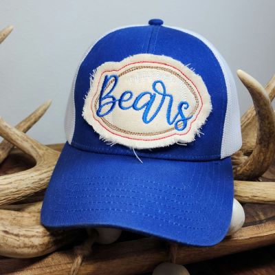 Bears football hat patch in the hoop embroidery